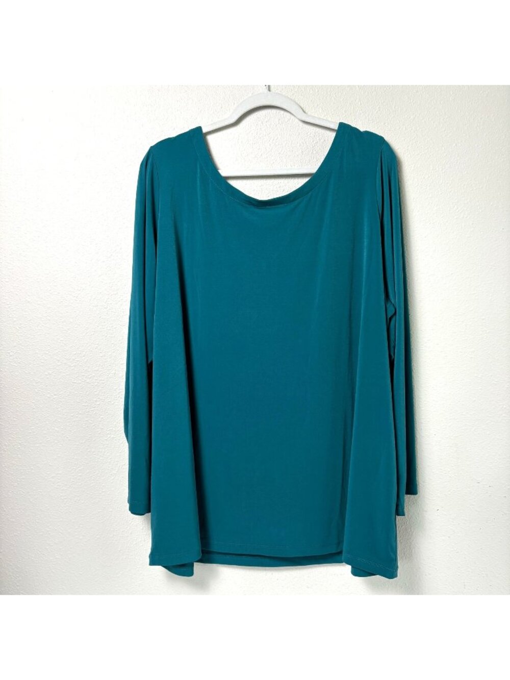 Susan Graver Modern Essentials Liquid Knit Top Plus Size 3X Blue Long Sleeve